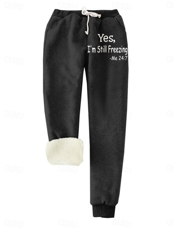 Women's Normal Sweatpants Joggers Sweatpants Savannah Joggers Full Length High Rise Letter Pocket Print Warm Soft Micro-elastic Daily Wear Transparent