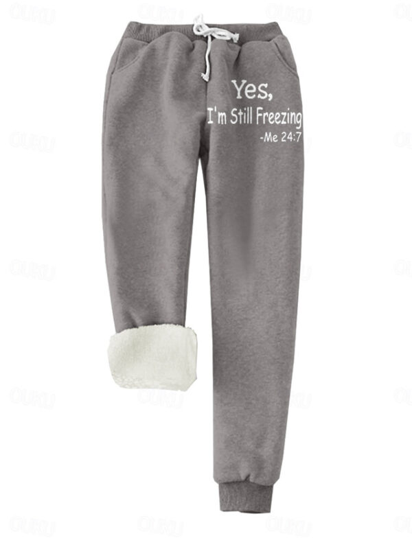 Women's Normal Sweatpants Joggers Sweatpants Savannah Joggers Full Length High Rise Letter Pocket Print Warm Soft Micro-elastic Daily Wear Transparent