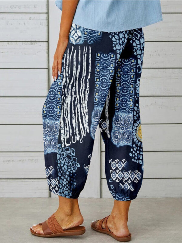 Women's Pants Trousers Casual Daily Ankle-Length Floral Graphic Drawstring Print Breathability Comfortable Inelastic Weekend Black Navy Blue Blue Oran