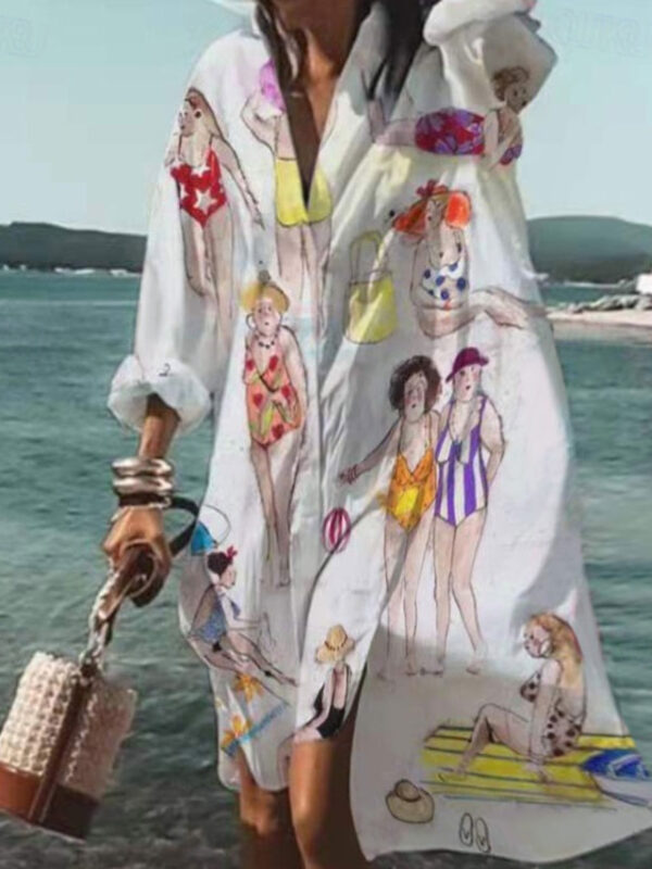 Women's Shirt Dress Animal Print Button Pocket Shirt Collar Midi Dress Casual Daily Beach Long Sleeve Summer Spring 2025 - US $44.99