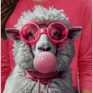 Women's T Shirt Casual Animal Regular Tops Long Sleeve Crew Neck Print Regular Fit Daily Pink Spring Fall 2024 - US $22.99