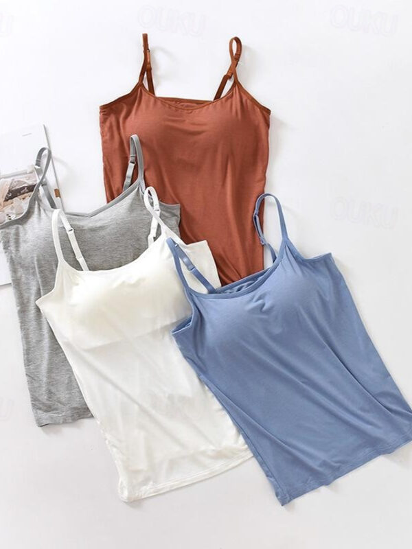 Women's Tank Top Basic Plain Regular Tops Sleeveless U Neck Regular Fit Casual Black White Pink Blue Khaki 2024 - US $22.99