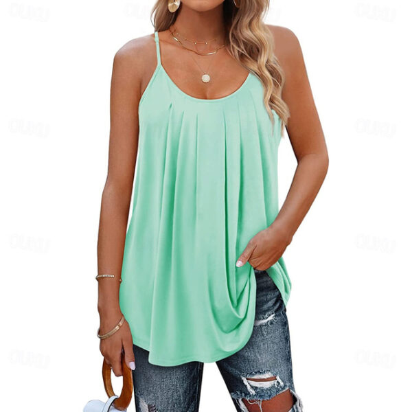 Women's Tank Top Camisole Vacation Hawaiian Casual Plain Regular Tops Sleeveless Round Neck Regular Fit Casual Beach Black White Light Green Pink Wine