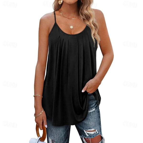 Women's Tank Top Camisole Vacation Hawaiian Casual Plain Regular Tops Sleeveless Round Neck Regular Fit Casual Beach Black White Light Green Pink Wine