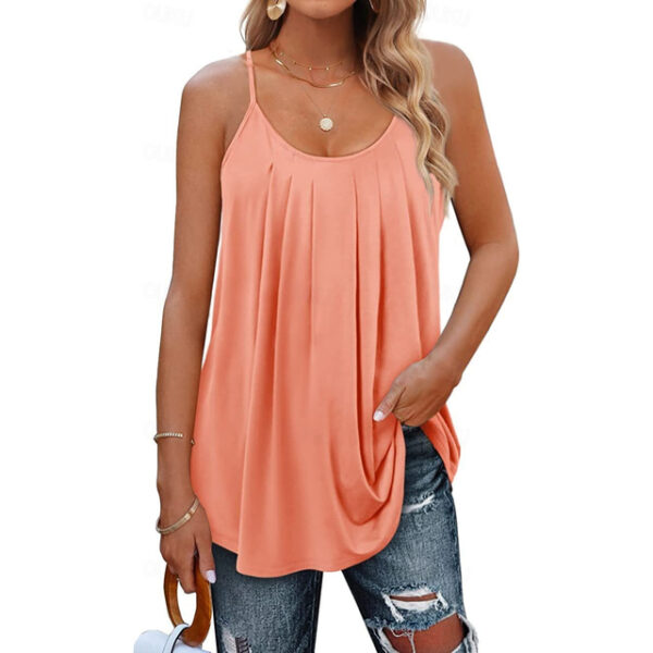 Women's Tank Top Camisole Vacation Hawaiian Casual Plain Regular Tops Sleeveless Round Neck Regular Fit Casual Beach Black White Light Green Pink Wine