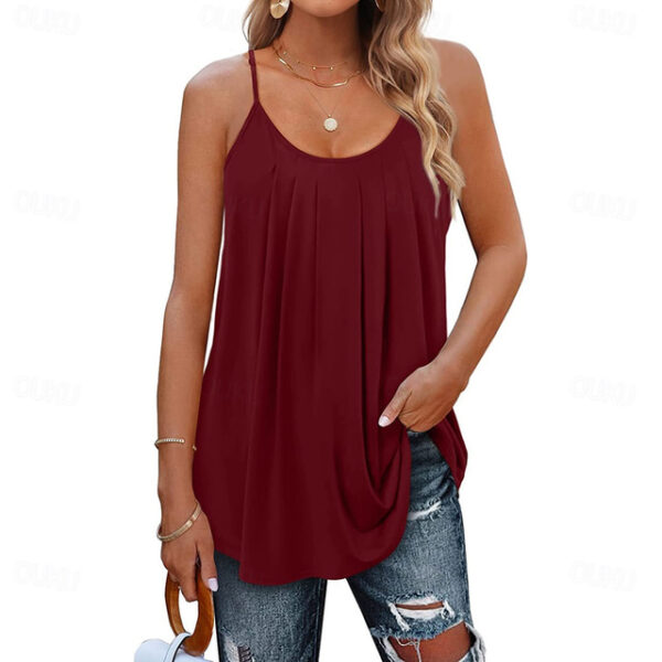 Women's Tank Top Camisole Vacation Hawaiian Casual Plain Regular Tops Sleeveless Round Neck Regular Fit Casual Beach Black White Light Green Pink Wine