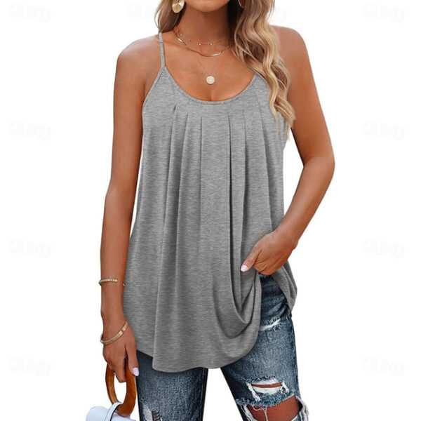 Women's Tank Top Camisole Vacation Hawaiian Casual Plain Regular Tops Sleeveless Round Neck Regular Fit Casual Beach Black White Light Green Pink Wine