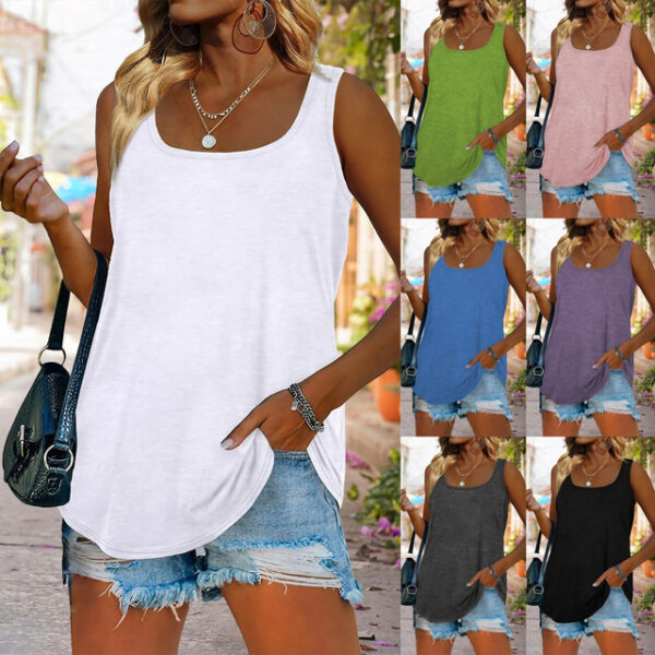 Women's Tank Top Vest Solid Color Daily Daily Basic Sleeveless U Neck Black Summer 2024 - US $18.99