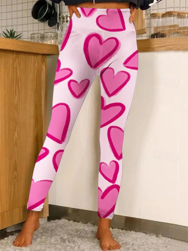 Women's Valentine Heart Leggings Graphic Ankle-Length Black Fall & Winter 2025 - US $16.99