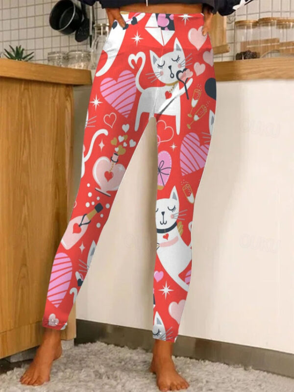 Women's Valentine Heart Leggings Graphic Ankle-Length Black Fall & Winter 2025 - US $16.99