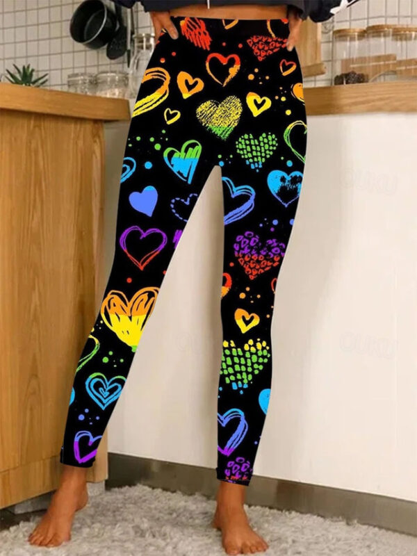 Women's Valentine Heart Leggings Graphic Ankle-Length Black Fall & Winter 2025 - US $16.99