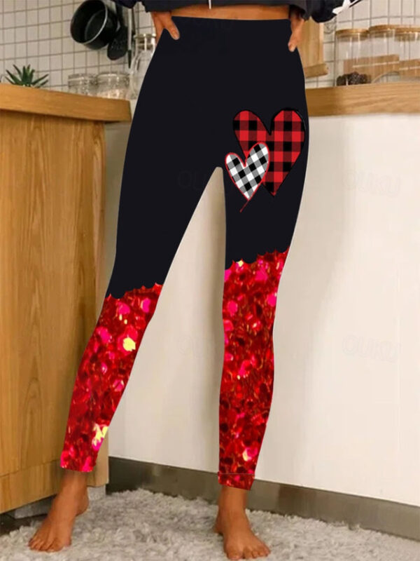 Women's Valentine Heart Leggings Graphic Ankle-Length Black Fall & Winter 2025 - US $16.99