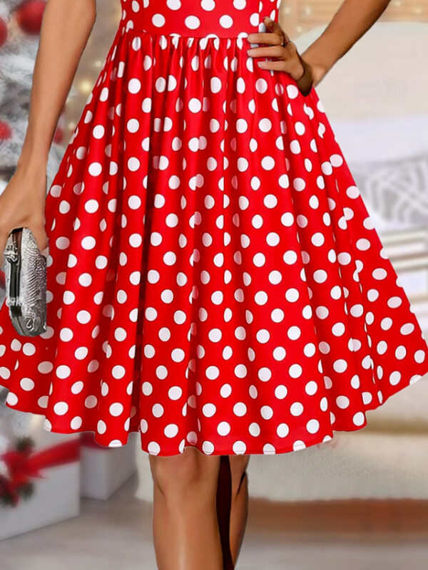 Women's Winter Dress Polka Dot Print Off Shoulder Midi Dress Party Date Short Sleeve Fall Winter 2025 - US $37.99