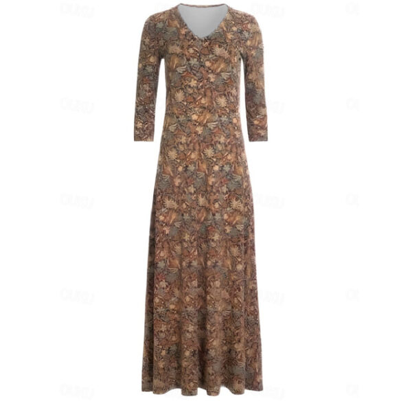 Women's Winter Dress T Shirt Dress Tee Dress Floral Tribal Pocket V Neck Long Dress Maxi Dress Vintage Ethnic Daily Long Sleeve Fall Winter 2025 - US