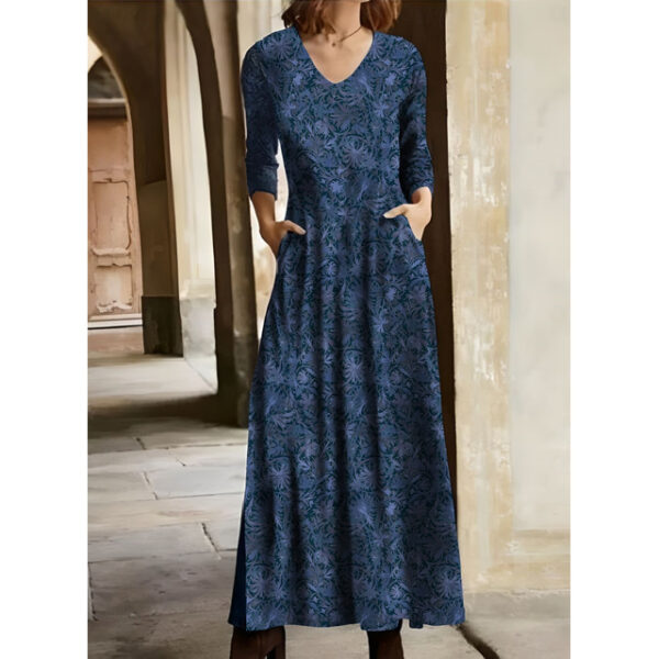 Women's Winter Dress T Shirt Dress Tee Dress Floral Tribal Pocket V Neck Long Dress Maxi Dress Vintage Ethnic Daily Long Sleeve Fall Winter 2025 - US